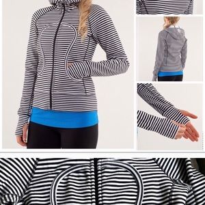 Lulu striped zip-up.   Black/white